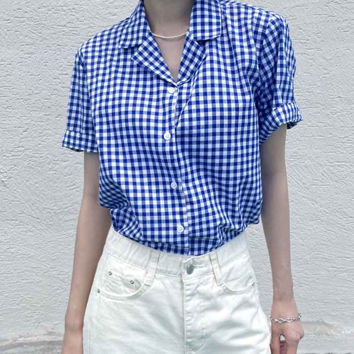 [New Arrivals 7% - Until 11 AM on the 24th] Gingham Check Crop Shirt
