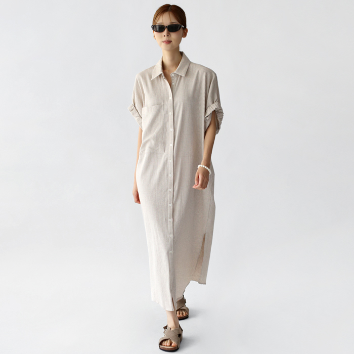 [New Arrival 7% - Until 11 AM on the 3rd] Natural Stripe Long One Piece