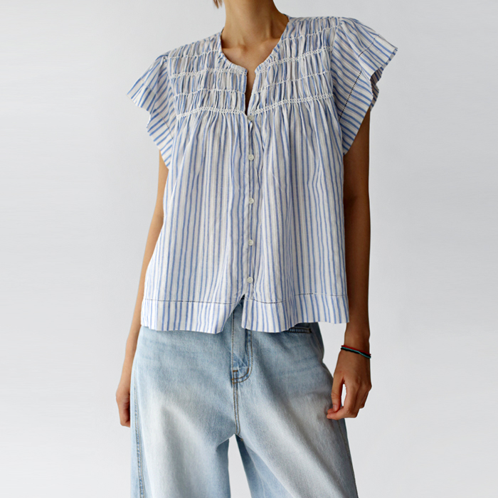 [New Arrivals 7% - Until 11 AM on the 5th] Shirred Open Blouse