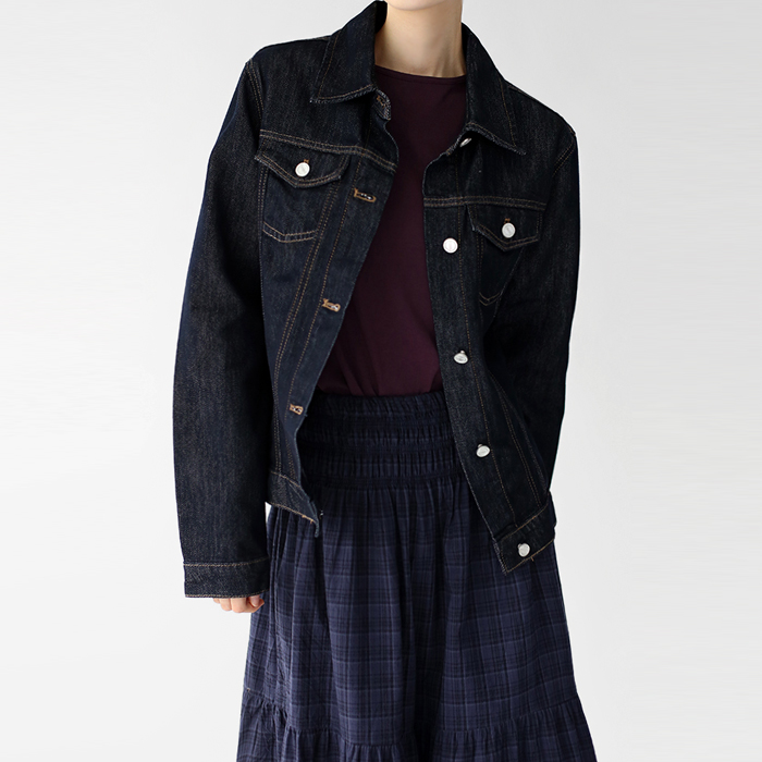 [New Arrivals 7% - Until 11 AM on the 28th] Line Non-Faded Denim Jacket
