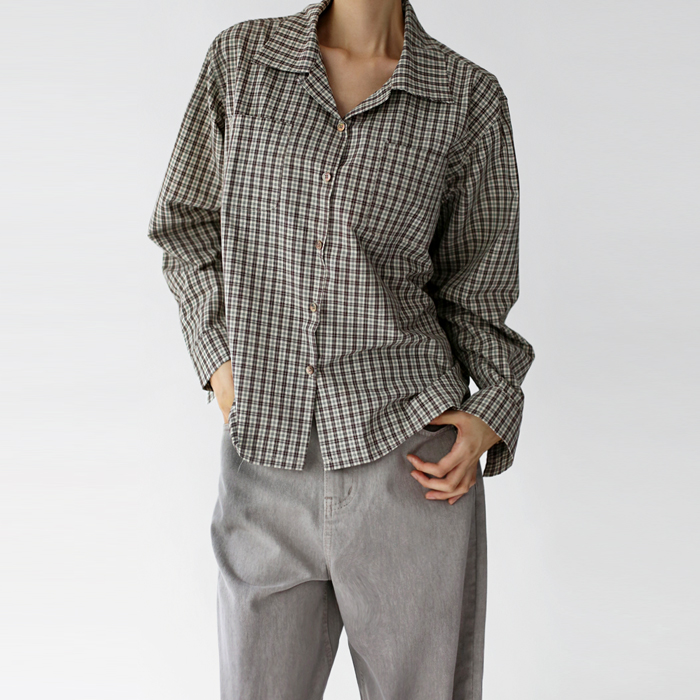 [New Arrivals 7% - Until 11 AM on the 31st] Tailored Collar Check Shirt