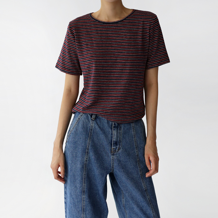 [New Arrivals 7% - Until 11 AM on the 2nd] Road Stripe Half Tee