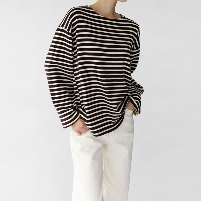 [New Arrivals 7% Off - Until 11 AM on the 2nd] Sleeve Color Combination Stripe Tee