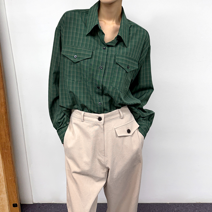 [New Arrival 7% - Until 11 AM on the 4th] Two-Pocket Down-Tone Check Shirt