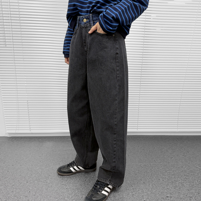 [New Arrivals 7% Off - Until 11 AM on the 7th] Color Combination Barrel Denim Pants