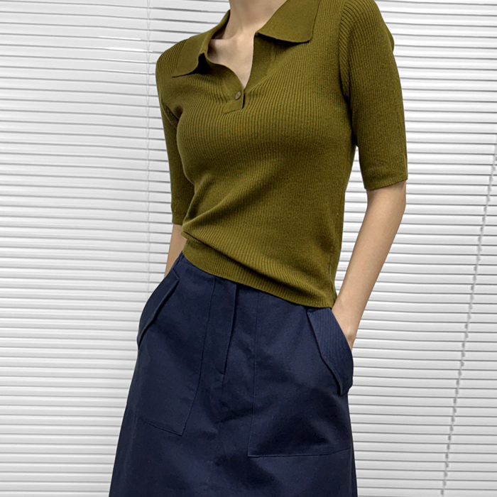 [New Arrival 7% - Until 11 AM on the 7th] Kara Corrugated Slim Knit Top
