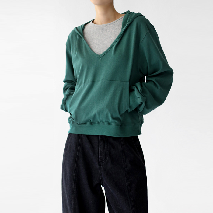 [New Arrivals 7% Off - Until 11 AM on the 9th] Deep Neck Hooded Sweatshirt