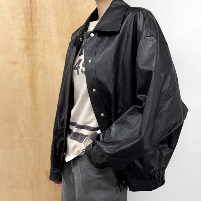 [New Arrivals 7% - Until 11 AM on the 11th] Pocket Pintuck Leather Jacket