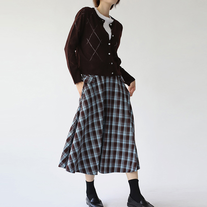 [New Arrival 7% - Until 11 AM on the 23rd] Flare Check Skirt
