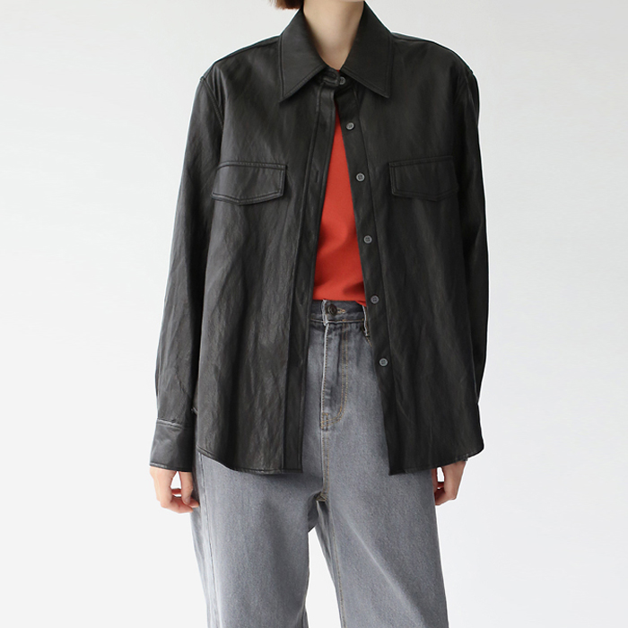 [New Arrivals 7% - Until 11 AM on the 23rd] Eco Leather Shacket