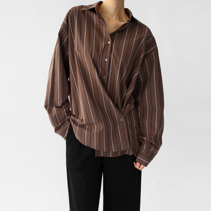 [New Arrival 7% - Until 11 AM on the 28th] Stripe Wrap Long Shirt