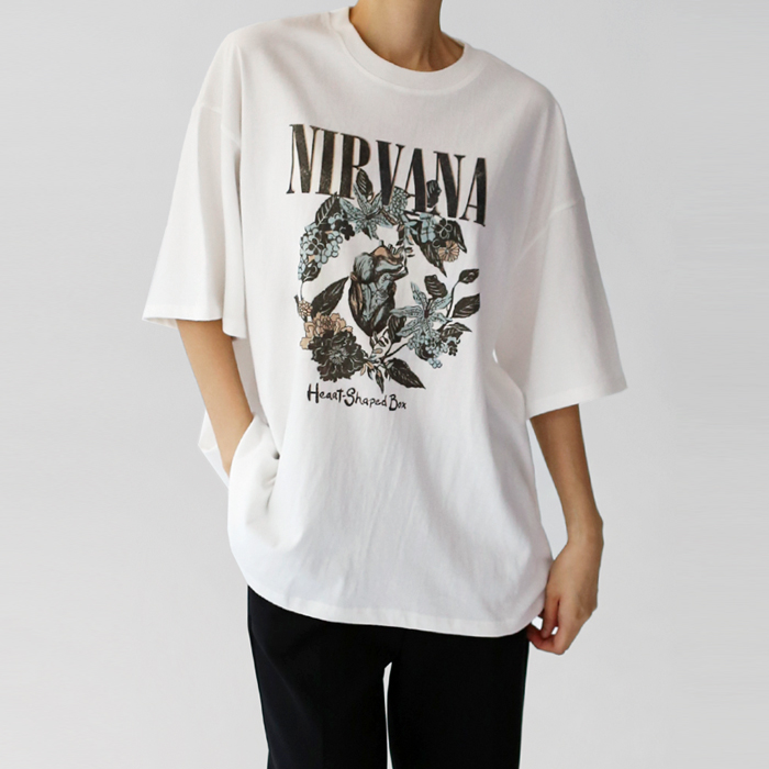 Peach cotton printed long tee