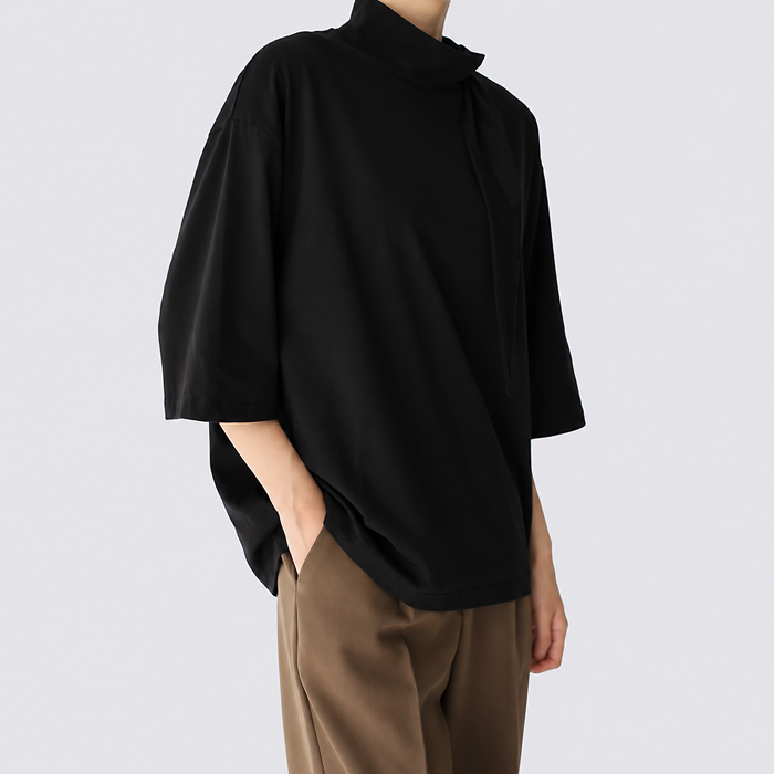 [New Arrival 7% - Until 11 AM on the 30th] Tie-neck Oversized Tee