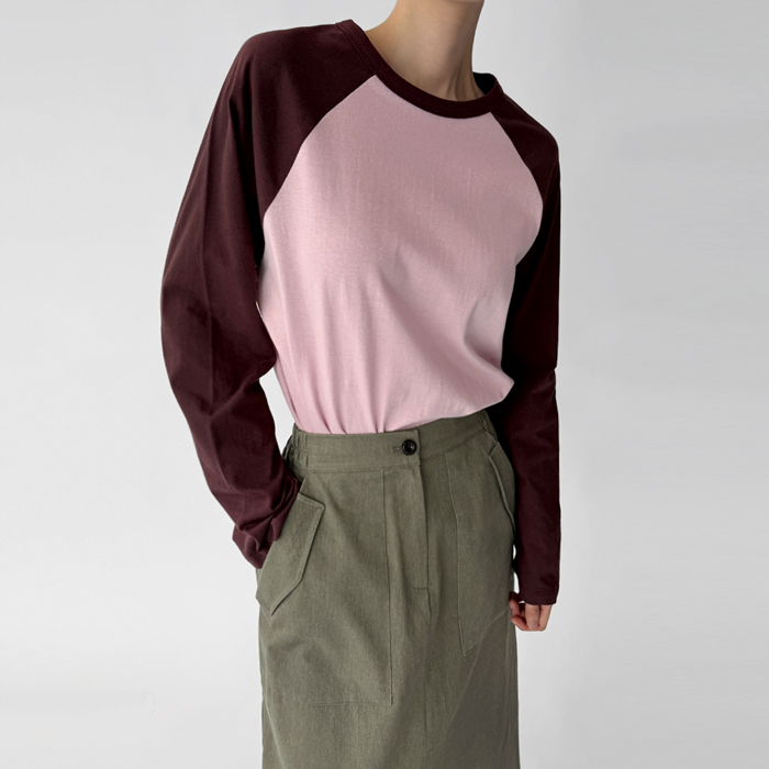 [New Arrival 7% - Until 11 AM on the 2nd] Raglan Vintage Color Block Tee
