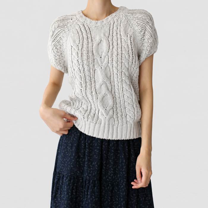 [New Arrival 7% - Until 11 AM on the 8th] Cable Cap Sleeve Knit