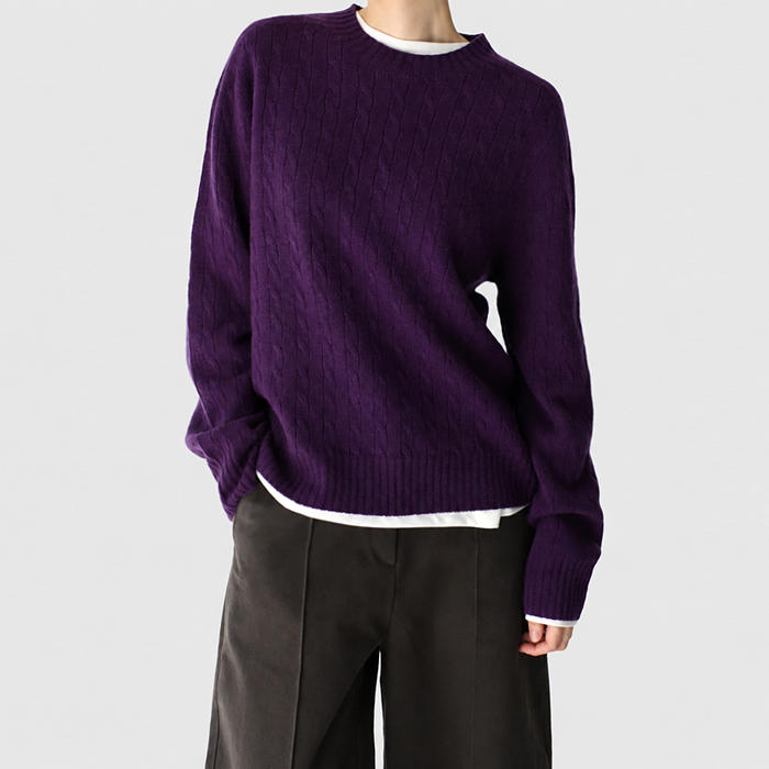 [New Arrival 7% - Until 11 AM on the 12th] Cable Raund Neck Knit Top
