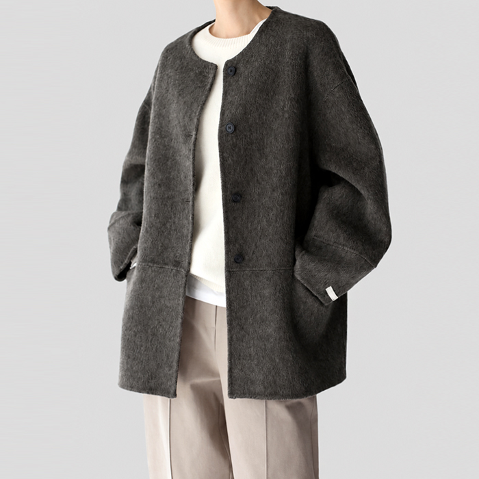 [New Arrival 7% - Until 11 AM on the 12th] Raund neck handmade half coat