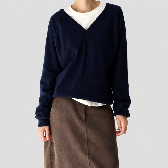 [New Arrival 7% - Until 11 AM on the 14th] Double V-neck Knit Top