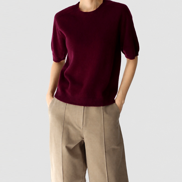 [New Arrival 7% - Until 11 AM on the 14th] Wool Half-Sleeve Knit Top