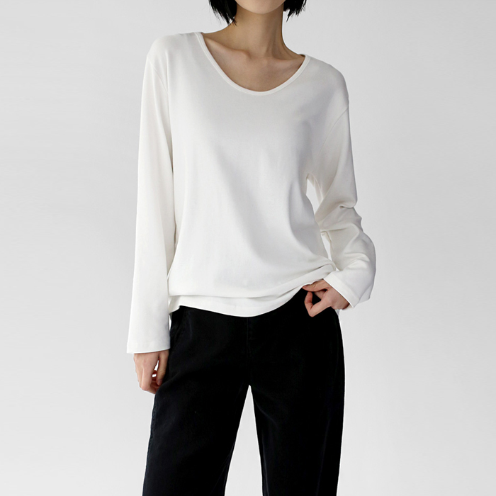 U-neck fleece basic tee