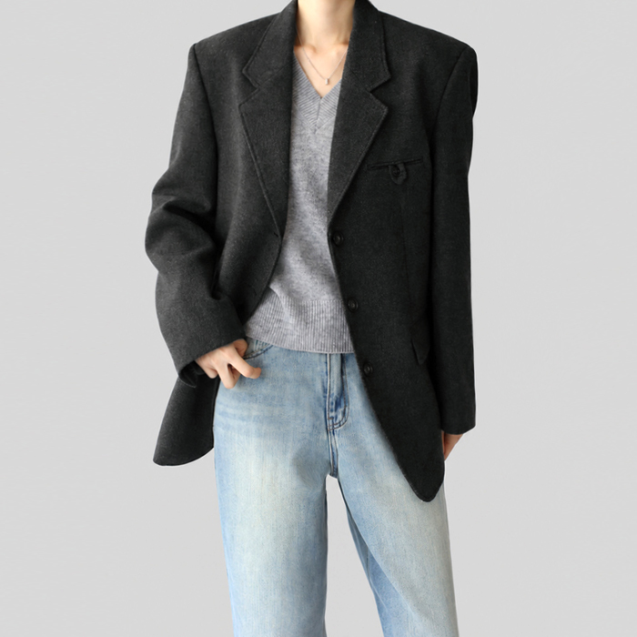 [New Arrivals 7% Off - Until 11 AM on the 28th] Saddle Stitch Wool Jacket